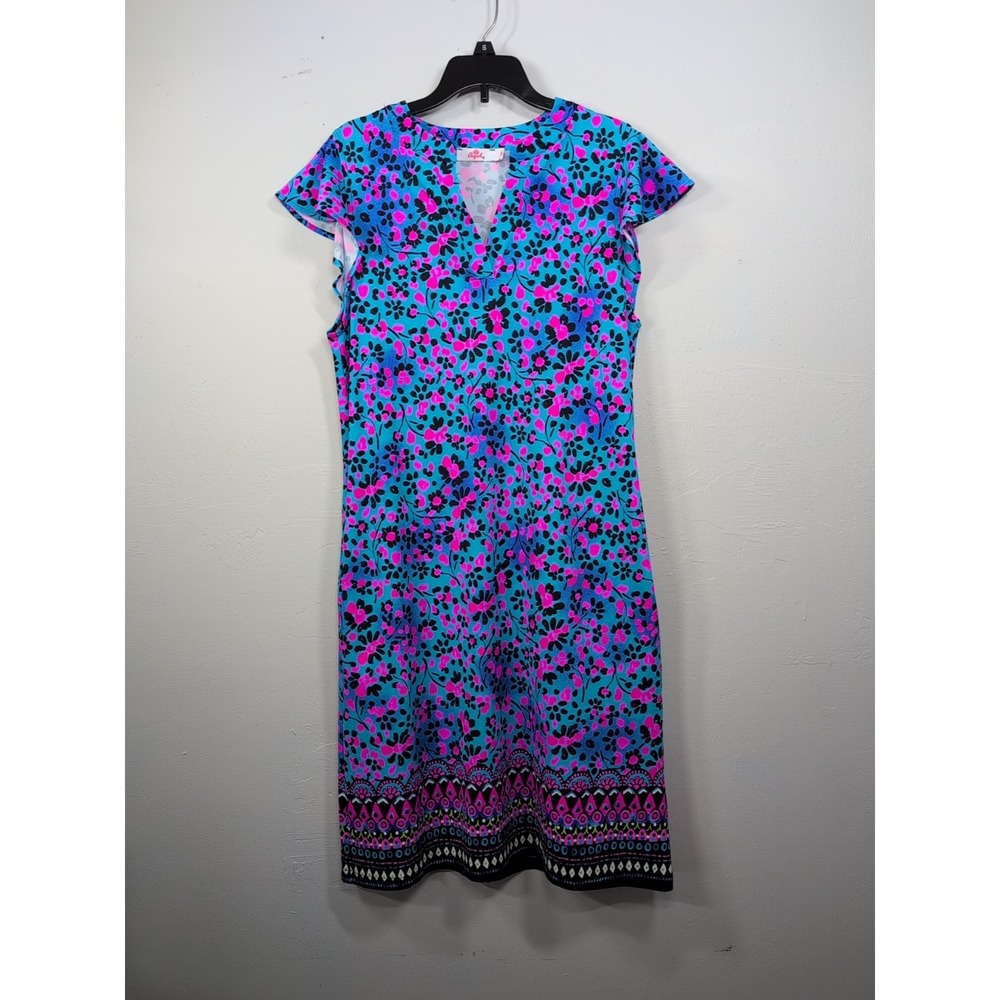 Aryeh Ruffle Cap Sleeve Dress Small With Pockets EUC